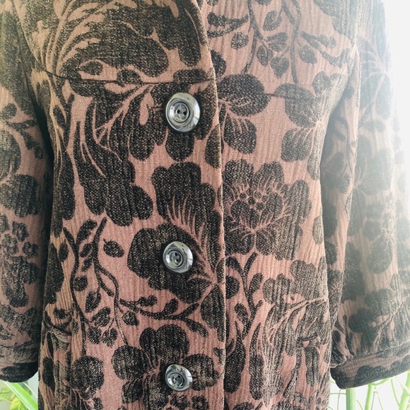 Brown Jacquard Tapestry Float Coat - Picture 3 of 6